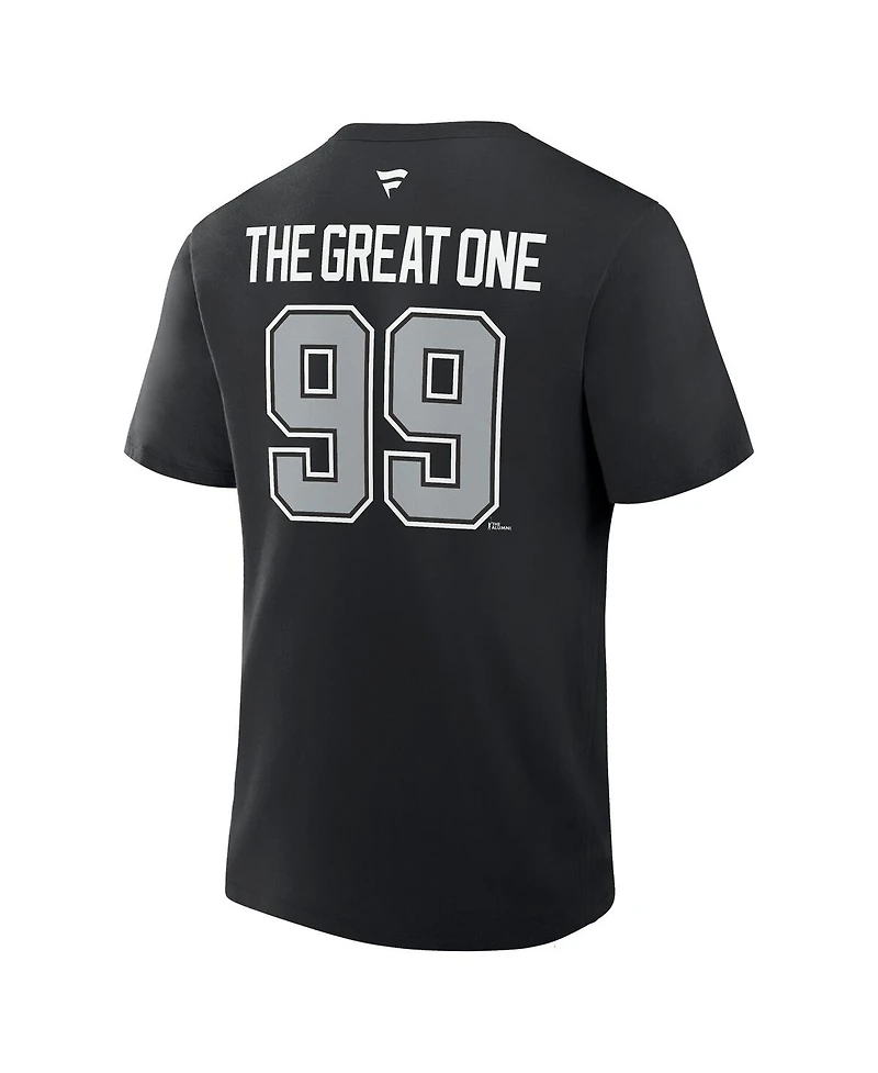 Fanatics Men's Wayne Gretzky Black Los Angeles Kings Retired Player Nickname T-Shirt