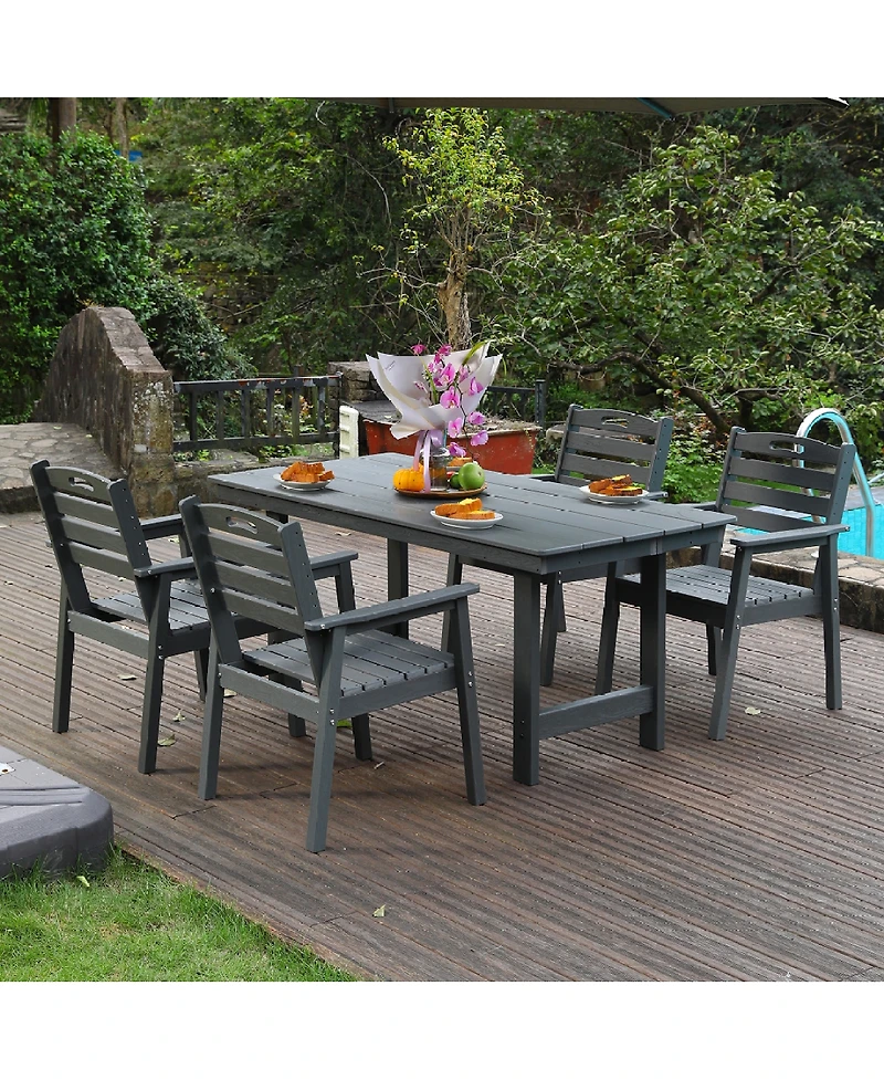 Streamdale Furniture 5-Piece Hdpe Outdoor Patio Dining Set with Umbrella Hole