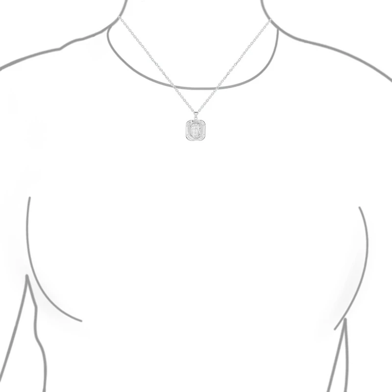 Bling Jewelry Religious Face of Jesus Pendant Necklace Medallion Dog Tag .925 Sterling Silver