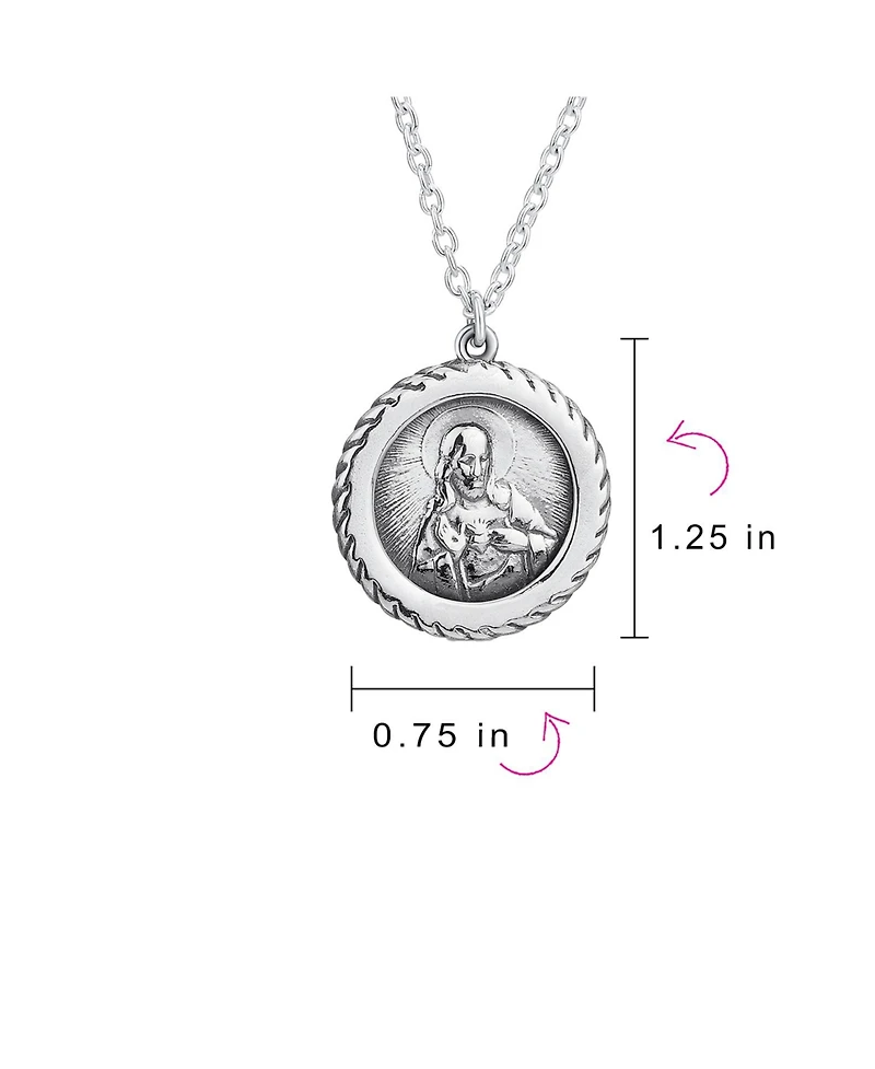 Bling Jewelry Prayer Jesus Medal Pendant Necklace Religious Medallion .925 Sterling Silver