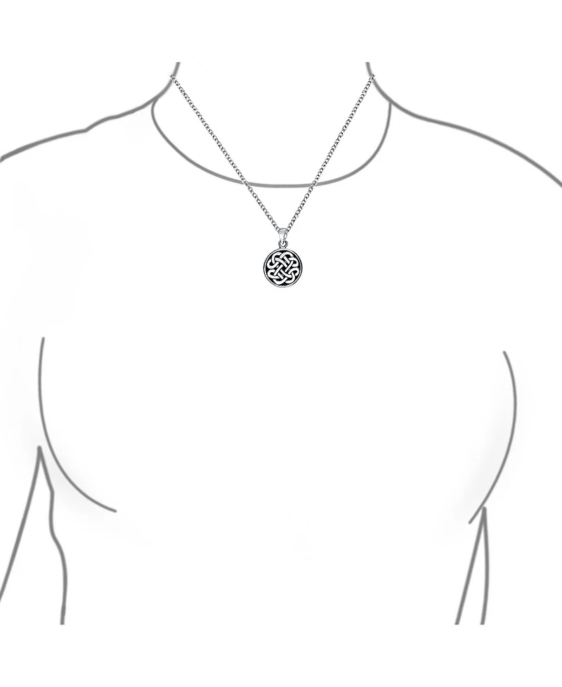 Bling Jewelry Celtic Love Knot Medallion Pendant Necklace Irish Friendship Circle Oxidized.925 Sterling Silver
