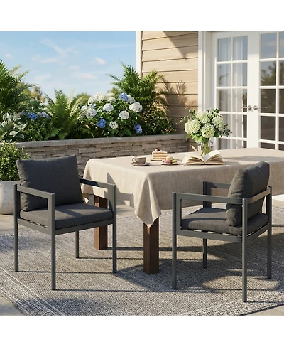 Streamdale Furniture Outdoor Aluminum Patio Dining Chairs, Set of 2