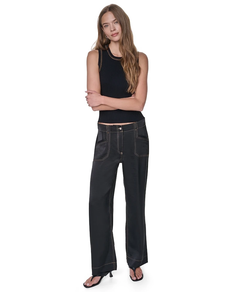 Dkny Women's Straight-Leg Top Stitch Pants