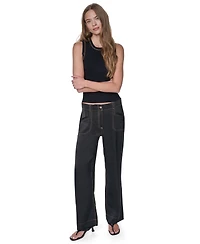 Dkny Women's Straight-Leg Top Stitch Pants