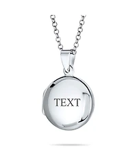 Bling Jewelry Simple Round Photo Locket Necklace Medium Dome Circle Holds Pictures .925 Sterling Silver
