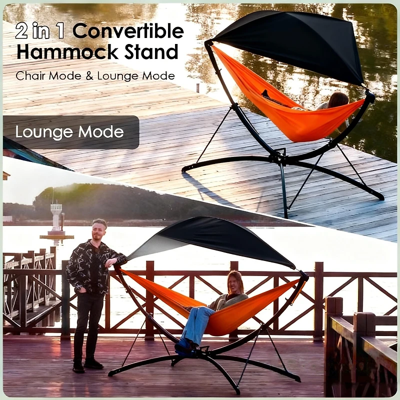 Streamdale Furniture Portable Outdoor Hammock with Quick-Fold Stand, Sunshade, and Storage Bag