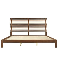 Streamdale Furniture Premium Solid Wood King Bed Frame, Walnut, 600lbs Capacity, No Box Spring Needed
