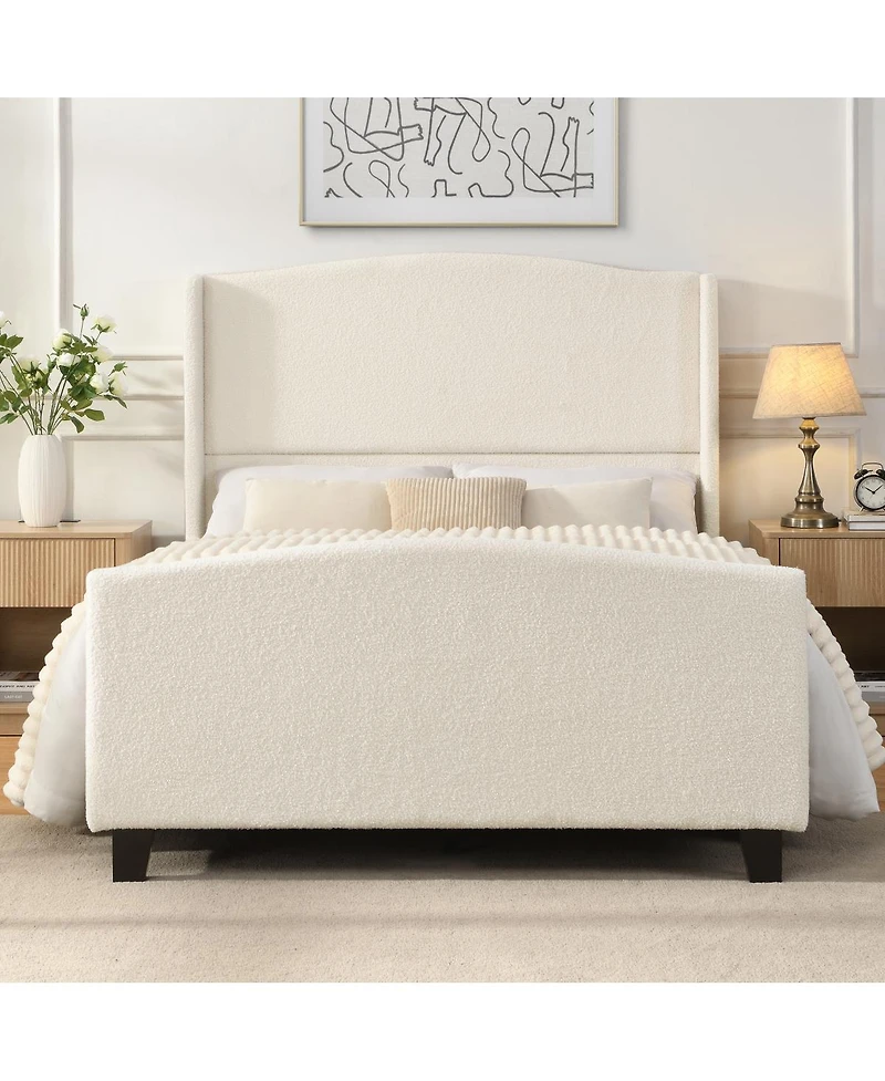 Streamdale Furniture Upholstered Full Bed Frame with High Headboard and Footboard