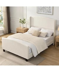 Streamdale Furniture Upholstered Full Bed Frame with High Headboard and Footboard