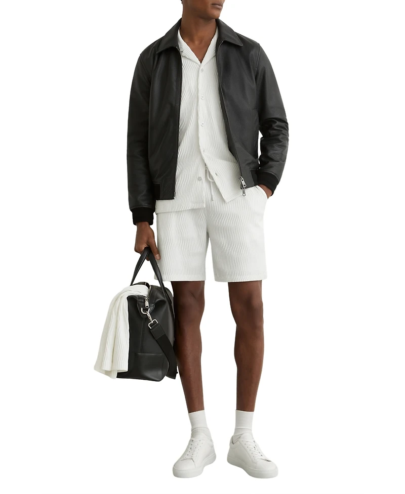 Reiss Men's Aleo Textured-Wave Cuban-Collar Shirt