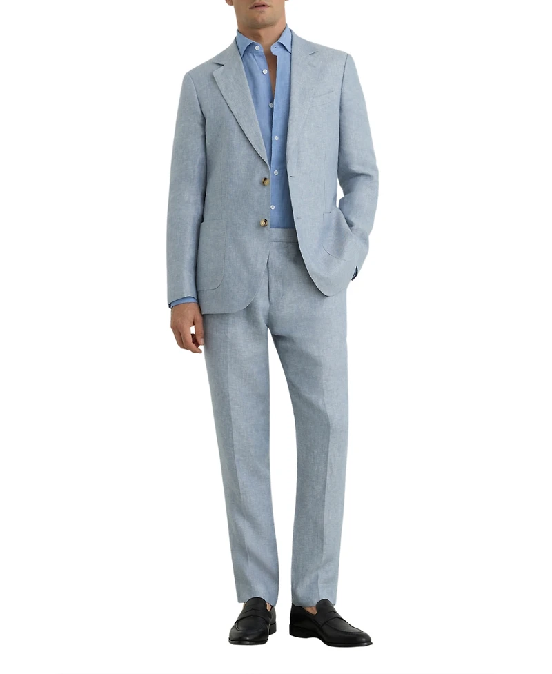 Reiss Men's Atlantic Tailored-Fit Linen-Twill Suit Pants