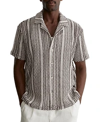 Reiss Men's Aetos Crochet Stripe Cuban-Collar Shirt