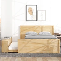 Streamdale Furniture Full Size Wooden Platform bed with Pull Out Trundle,Storage Cabinet