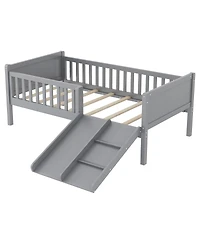 Streamdale Furniture Twin Low Loft Bed with Slide and Movable Bookshelf