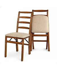 Meco Stakmore Shaker Ladderback Upholstered Seat Folding Chairs, Cherry (2 Pack)