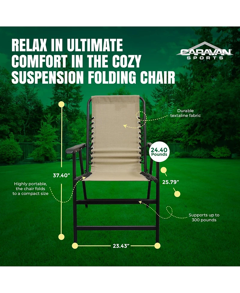 Caravan Canopy Infinity Suspension Portable Folding Sports Chair, Regular, Beige