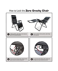 Caravan Sports Zero Gravity Outdoor Folding Camping Patio Lounge Chair, Gray