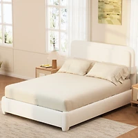 Streamdale Furniture Boucle Queen Bed Frame with Adjustable Curved Cloud Headboard