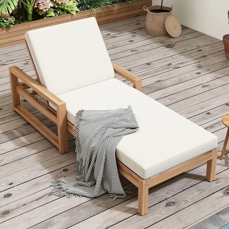 Streamdale Furniture 5-Position Outdoor Chaise Lounge with Cushion and Adjustable Backrest