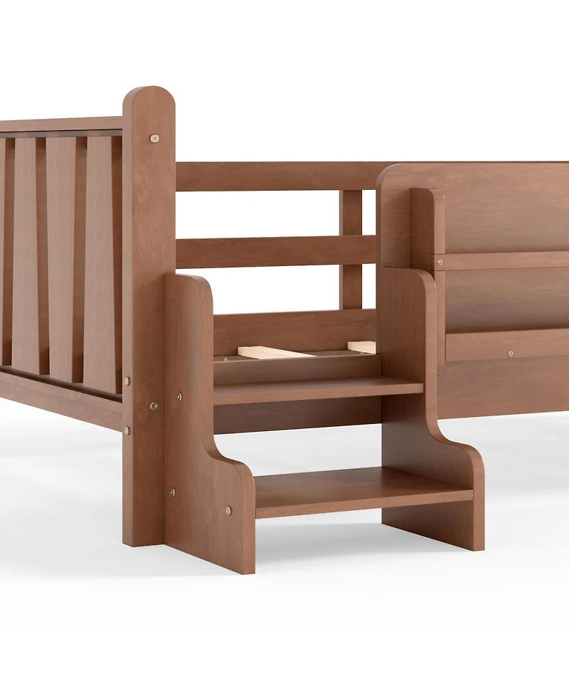 Streamdale Furniture Twin Size Solid Wood Floor Bed with Storage Bookcases and Stairs