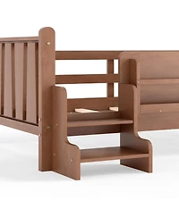 Streamdale Furniture Twin Size Solid Wood Floor Bed with Storage Bookcases and Stairs