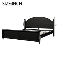 Streamdale Furniture Queen size Wooden Bed Frame with Arched Headboard and Classic Design
