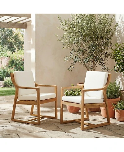 Streamdale Furniture Outdoor Chairs for Patio, Backyard, Garden, Light Teak Wood+ Cushion