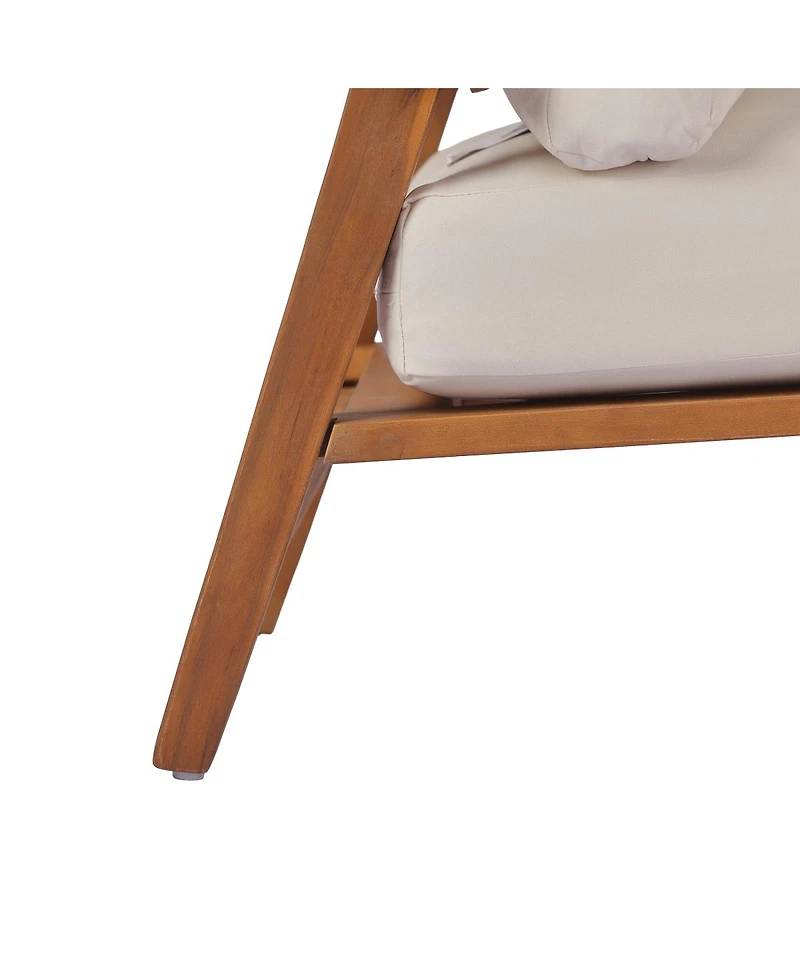 Streamdale Furniture Mid-Century Modern Acacia Wood Outdoor Club Chair with Cushions