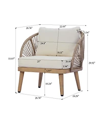 Streamdale Furniture Acacia Wood Outdoor Club Chair with Rope Accents and Weather-Resistant Cushion