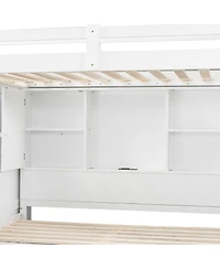 Streamdale Furniture Twin over Full Bunk Bed with Storage Stairs, Wardrobe,Usb