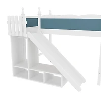 Streamdale Furniture Queen Loft Bed with Storage, Wardrobe, and Slide