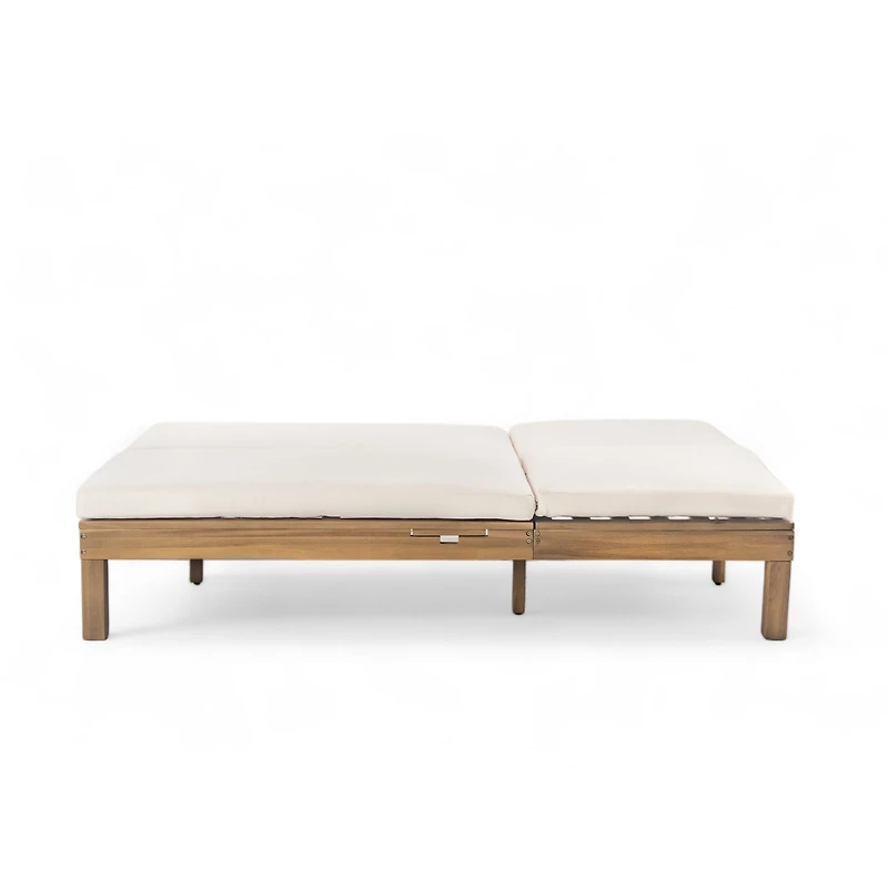Streamdale Furniture 5-Position Adjustable Double Chaise Lounge with Cushions and Side Trays