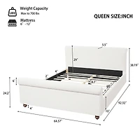 Streamdale Furniture Queen Size Upholstered Linen Bed Frame with Thick Headboard