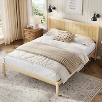 Streamdale Furniture King Wood Platform Bed Frame with Headboard, No Box Spring Needed