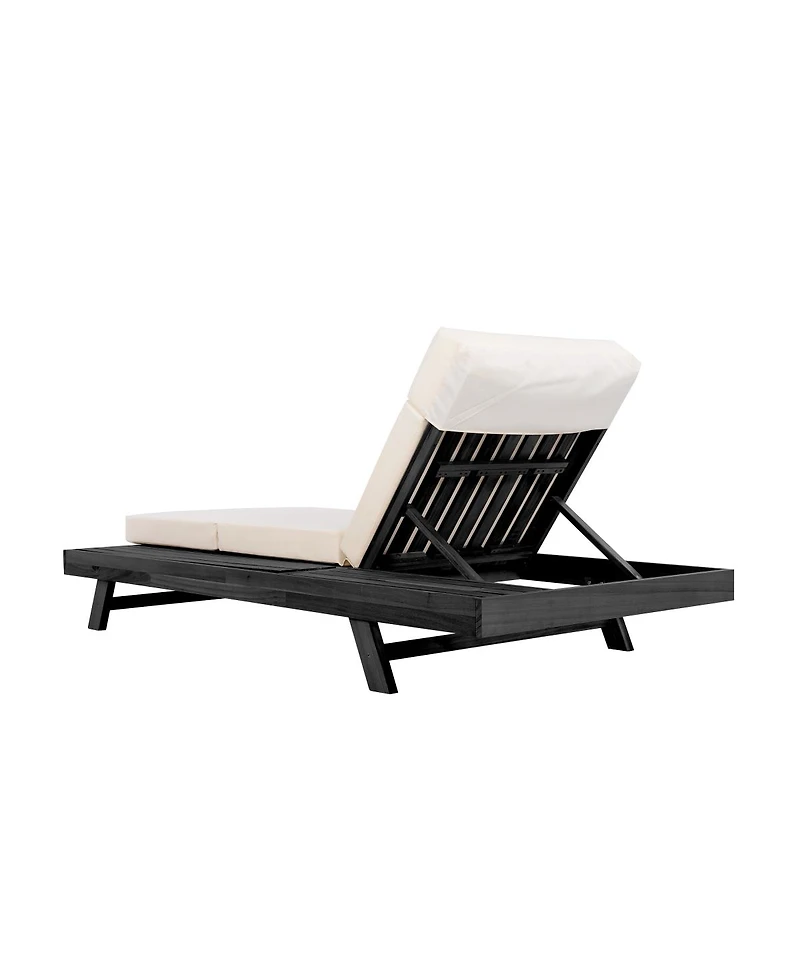 Streamdale Furniture Acacia Wood Lounge Chaise Set with Water-Resistant Cushions