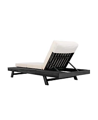Streamdale Furniture Acacia Wood Lounge Chaise Set with Water-Resistant Cushions