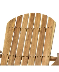 Streamdale Furniture Folding Wooden Adirondack Chair - Teak Finish Outdoor Patio Lounge Furniture