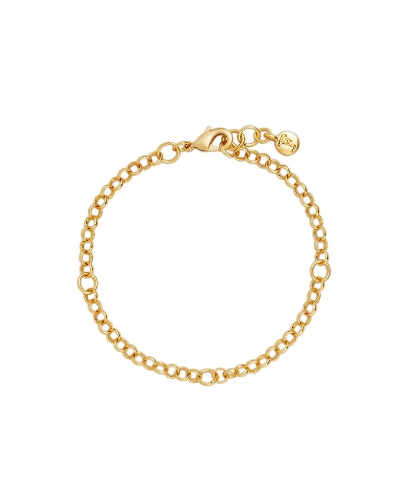 Fable England Gold Lucky Clover and Pearl Charm Bracelet