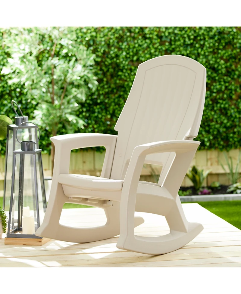 Semco Plastics Rockaway Heavy Duty Resin All-Weather Outdoor Rocking Chair, Tan