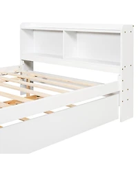 Streamdale Furniture Full Size Bed With Trundle And Bookcase Headboard