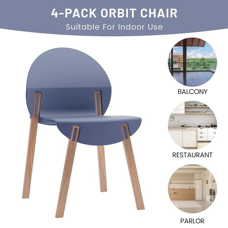 Streamdale Furniture Summer 4-Pack Grey Blue Chairs with Red Oak Legs