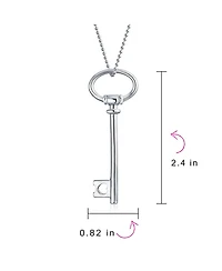 Bling Jewelry Romantic Key to My Heart Oval Key Pendant Necklace Large Plain ,925 Sterling Silver Gift