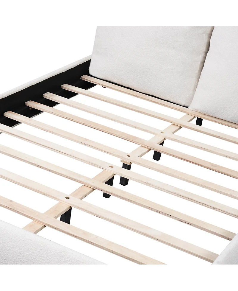 Streamdale Furniture Queen Size Upholstered Bed Frame With Removable Pillow Headboar