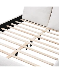 Streamdale Furniture Queen Size Upholstered Bed Frame With Removable Pillow Headboar