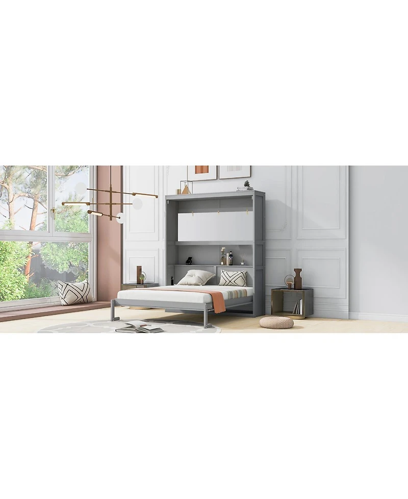 Streamdale Furniture Queen Size Murphy Bed Wall Bed With Shelves