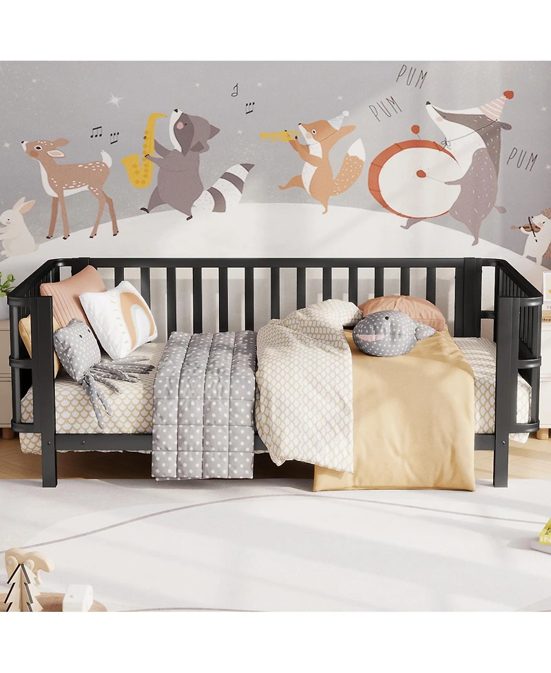 Streamdale Furniture Twin Size Metal Platform Bed with Rails
