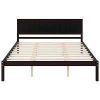 Streamdale Furniture King Espresso Platform Bed Frame with Headboard and Wood Slats