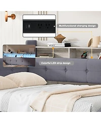 Streamdale Furniture Upholstered Daybed With Storage, Drawers, Usb, Led Lights, And Shelves