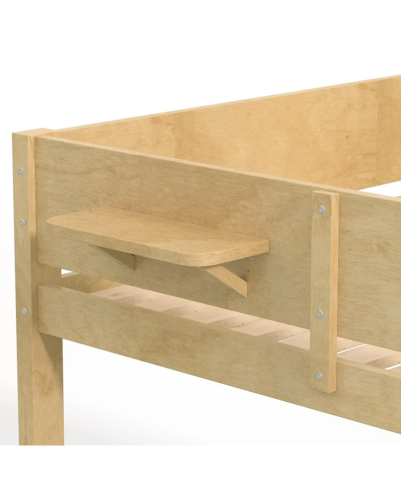 Streamdale Furniture Queen over Queen Solid Wood Bunk Bed with Storage Shelves