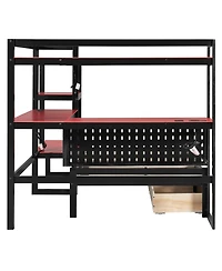 Streamdale Furniture Twin Gaming Daybed with Desk, Led Lights, 3 Drawers and Charging Station